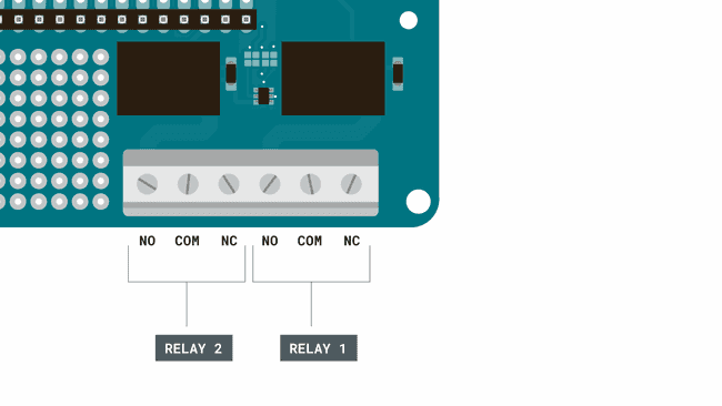 MKR Relay Shield's high power pins.