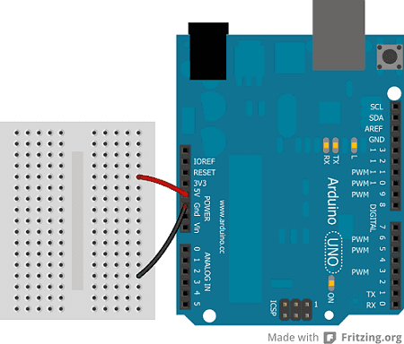 Connecting the breadboard to the board.