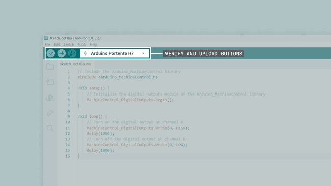 Uploading a sketch to a Portenta Machine Control in the Arduino IDE