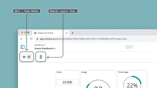 Edit / View modes and mobile layout.