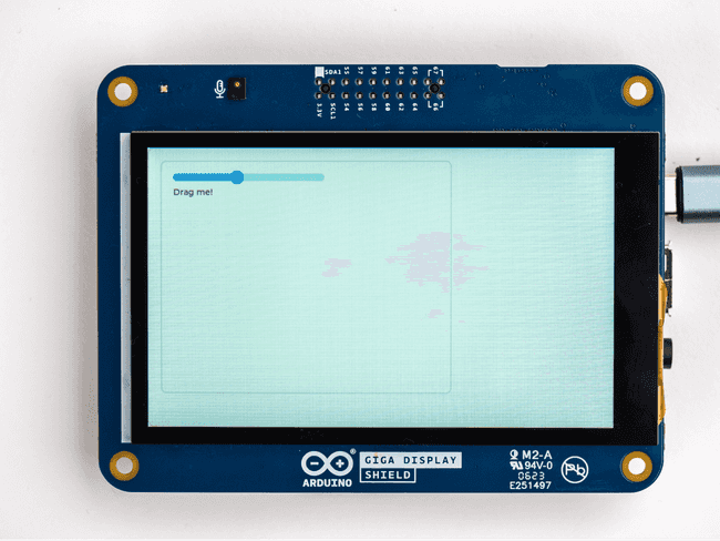 Slider rendered on the GIGA Display Shield with LVGL