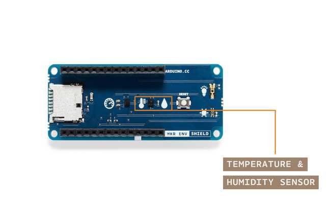 Figure 2: ENV Shield highlighting the temperature sensor