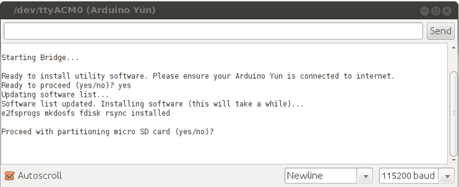 Enter "yes" in the terminal.