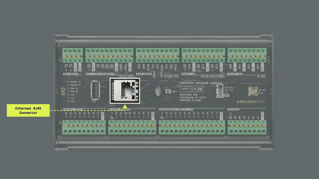 Onboard RJ45 connector of the Portenta Machine Control