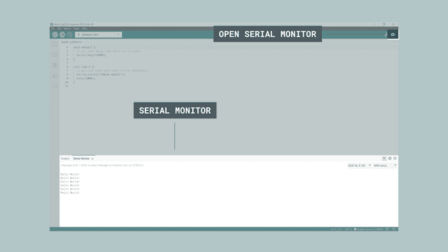 Open the Serial Monitor, and viewing the output.