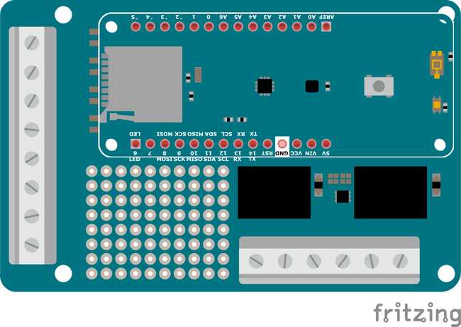 Figure 5: Illustration of the pcb using the Fritzing model