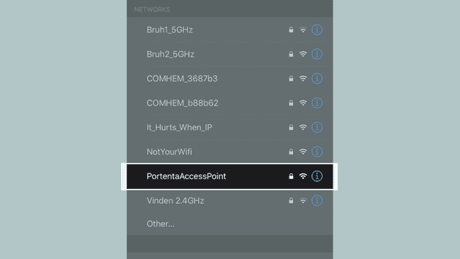 PortentaAccessPoint shown on the list of available network devices